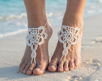 Crochet Barefoot Sandals Pattern PDF, Boho Beach Wedding Foot Jewelry