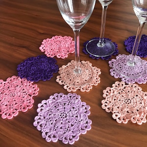 Crochet Coaster Pattern: Mini Doily, Applique Flower (PDF Pattern)