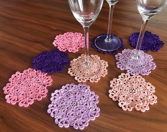 Crochet Coaster Pattern: Mini Doily, Applique Flower (PDF Pattern)