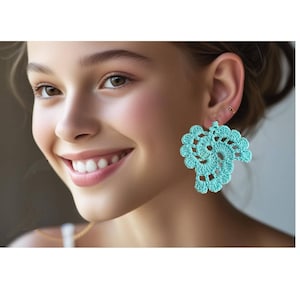 Crochet Flower Earrings Pattern: Aqua Cotton Jewelry (PDF Tutorial)