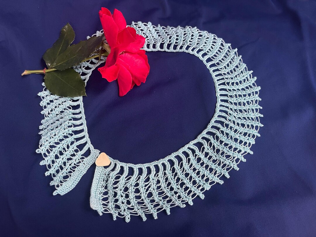 Collarette Pattern Crochet Collar Pattern: Aqua Cotton Solomon's Knot Collarette (PDF ...