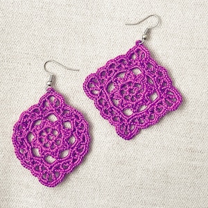 Crochet Earrings Pattern: Granny Square, Geometric Designs (PDF Pattern)
