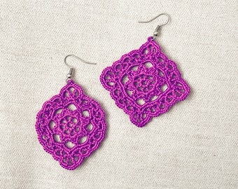Crochet Earrings Pattern: Granny Square, Geometric Designs (PDF Pattern)