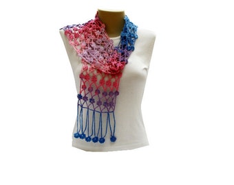 Crochet Scarf Pattern, Crochet Pattern, Crochet Flower Scarf, Scarves Pattern, Wrap Scarf, Crochet Instructions, Colorful Scarf