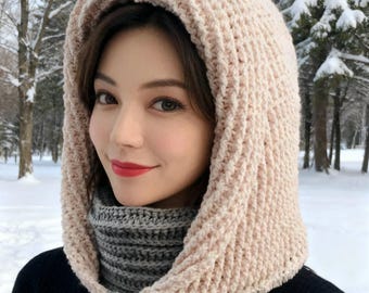 Patrón de capucha de crochet: Bufanda pasamontañas (patrón PDF)