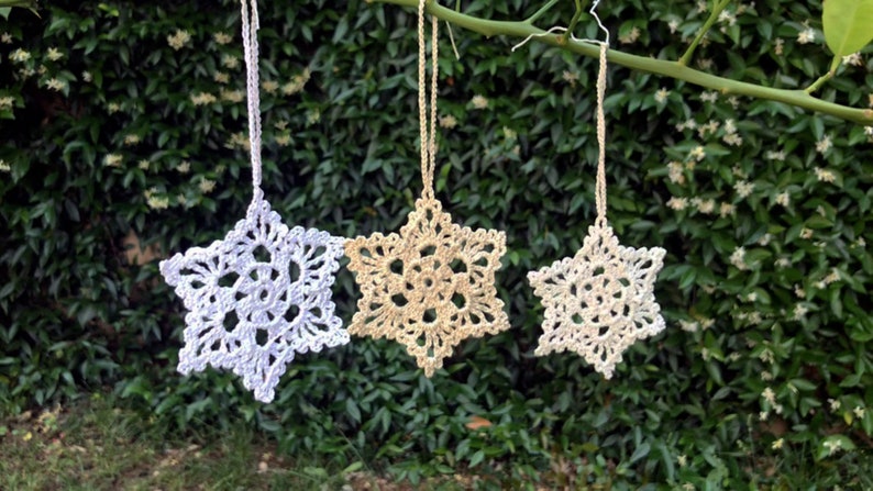 Christmas Crochet Snowflake Pattern, Easy Crochet Pattern, Beginner Crochet Pattern, Crochet Ornament, Home Decorations, Wintery Garland image 6
