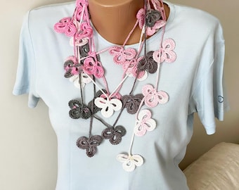 Crochet Clover Leaf Scarf Pattern: Easy Lariat Necklace (PDF Pattern)