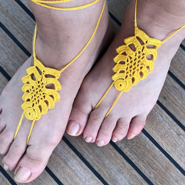 Crochet Sandals Pattern, Summer Barefoot Sandals, Crochet Foot Wear, Pineapple Pattern,Yoga Sandals Pattern, Wedding Sandals