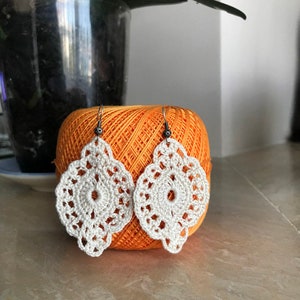 Crochet Earrings Pattern, Crochet Pattern, Easy Crochet, Cream Earrings, Crochet Jewelry, DIY Project, Dangle Earrings, Shell Stitch Pattern