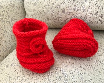Knitting Pattern,Baby Booties Pattern,Baby Boots Pattern,Unisex Booties Shoes,Red Boots,Easy Makes Knitting Pattern, Instant Download PDF