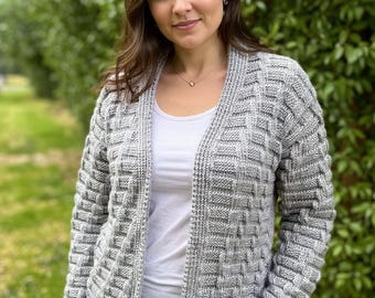 Chunky Knit Cardigan Pattern: Unisex Aran Sweater (PDF Download)