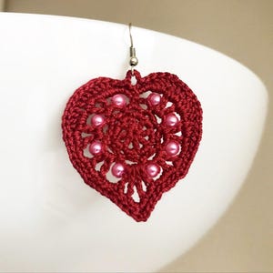 Crochet Beaded Heart Earrings Pattern: Valentine&#39;s Day Diagram (PDF)