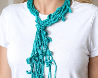 Crochet Scarf Pattern: Cotton Lariat Necklace DIY (PDF Pattern)