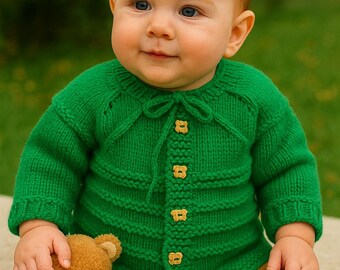 Knit Baby Cardigan Pattern: Easy Knitting (PDF Download, 6-12 Months)