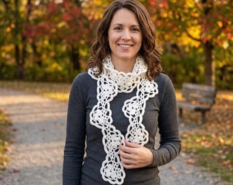 Crochet Wrap Scarf Pattern: Lacy Flower Scarves (PDF Pattern)