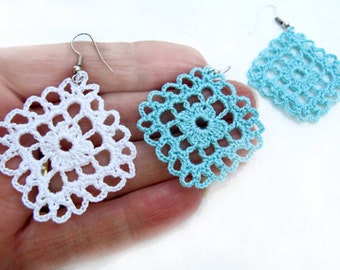 Crochet Earrings Pattern, Beginner Crochet Earrings, 2 in 1 Designs, White Crochet Earrings, Crochet Jewelry,Wedding Earrings-24