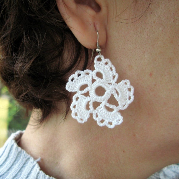 Crochet Pattern, Earrings Pattern, Crochet Star, Wedding Earrings,Crochet Star Pattern, Lace Earrings, White Cotton Earrings, Fan Design -12