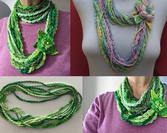 Infınıty Scarves Pattern, Crochet Pattern, Scarf Pattern, Flower Pattern, Crochet Necklace, Easy Crochet, Loops Scarf