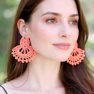 Crochet Flower Dangle Earrings Pattern, Cotton Lace (PDF Pattern)