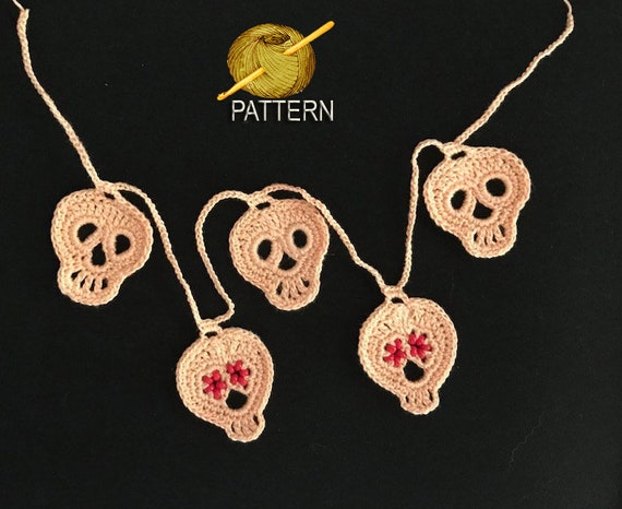 Crochet Skull Pattern: Earrings & Garland (3-in-1 PDF)