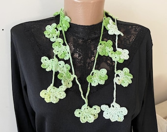Crochet Flower Scarf Pattern: Lariat Necklace Wrap (PDF Pattern)
