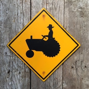 Segnale trattore agricolo / Cartello stampato a mano / Cartello stradale autostradale / Regalo per giardiniere / Vintage / Automobilistico / Fattoria / Giardinaggio