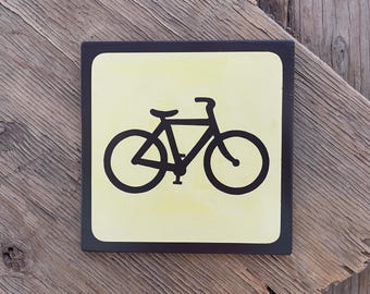 BICYCLE Pictogram/Symbol/Icon Sign | Handmade | National Park Style | Retro Camping Aesthetic | Vintage Color Palette | 3 of 25
