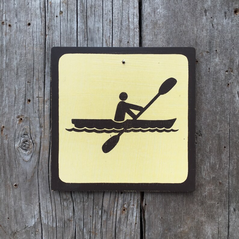 Lake National Park Symbol Sign Ocean Kayak Vintage Kayaking Icon Sign Handmade Screen Printed Sign Kayak River State Park