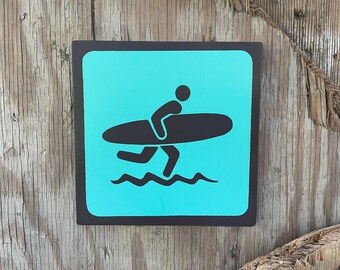 SURFING Pictogram/Symbol/Icon Sign | Handmade | National Park Style | Retro Camping Aesthetic | Vintage Color Palette | 22 of 25