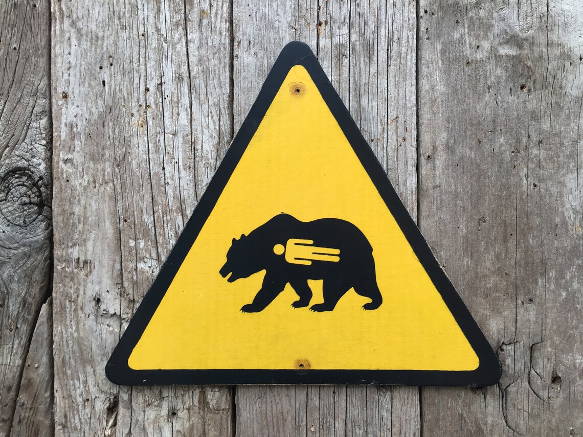 Grizzly Bear Sign Handmade Screen Printed Sign Funny Bear Etsy