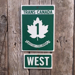 Cartello autostradale Trans Canada / Cartello serigrafato a mano / British Columbia / Canada / Cartello stradale / Auto / Cartello automobilistico / Viaggio / Viaggio su strada