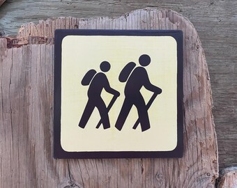 HIKING Pictogram/Symbol/Icon Sign | Handmade | National Park Style | Retro Camping Aesthetic | Vintage Color Palette | 12 of 25