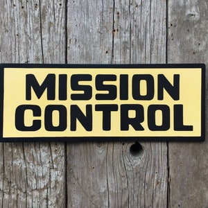 Mission Control Sign | Handmade Screen Printed Sign| Meeting Room Sign | Office Door Sign | Restroom Sign | Space | NASA | Conference Room