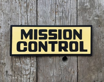 Mission Control Sign | Handmade Screen Printed Sign| Meeting Room Sign | Office Door Sign | Restroom Sign | Space | NASA | Conference Room