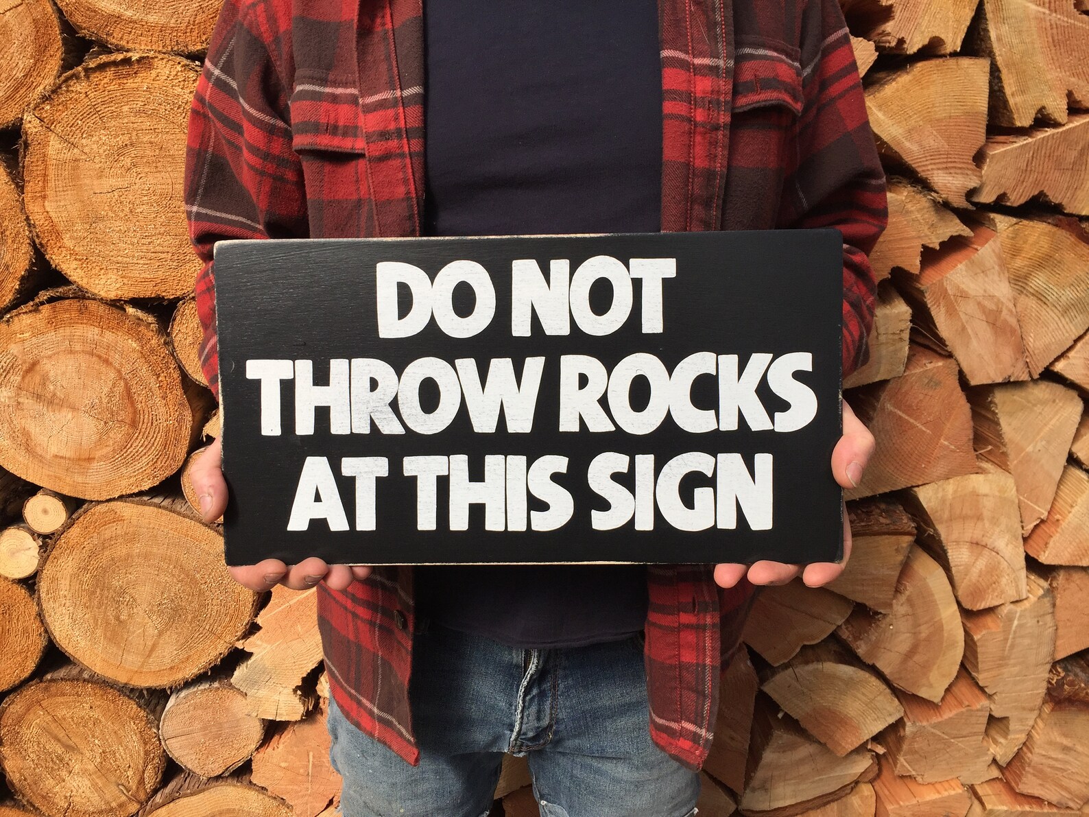 Do Not Throw Rocks at This Sign Handmade Screen Printed Sign Etsy
