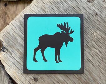 MOOSE Pictogram/Symbol/Icon Sign | Handmade | National Park Style | Retro Camping Aesthetic | Vintage Color Palette | 15 of 25