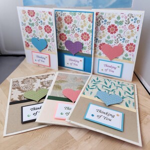 Heart Floral &#39;Thinking of You&#39; Handmade Greeting Cards