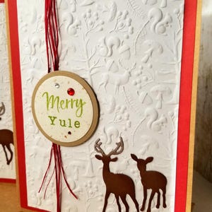 Red and White Yule Deer Holiday Cards