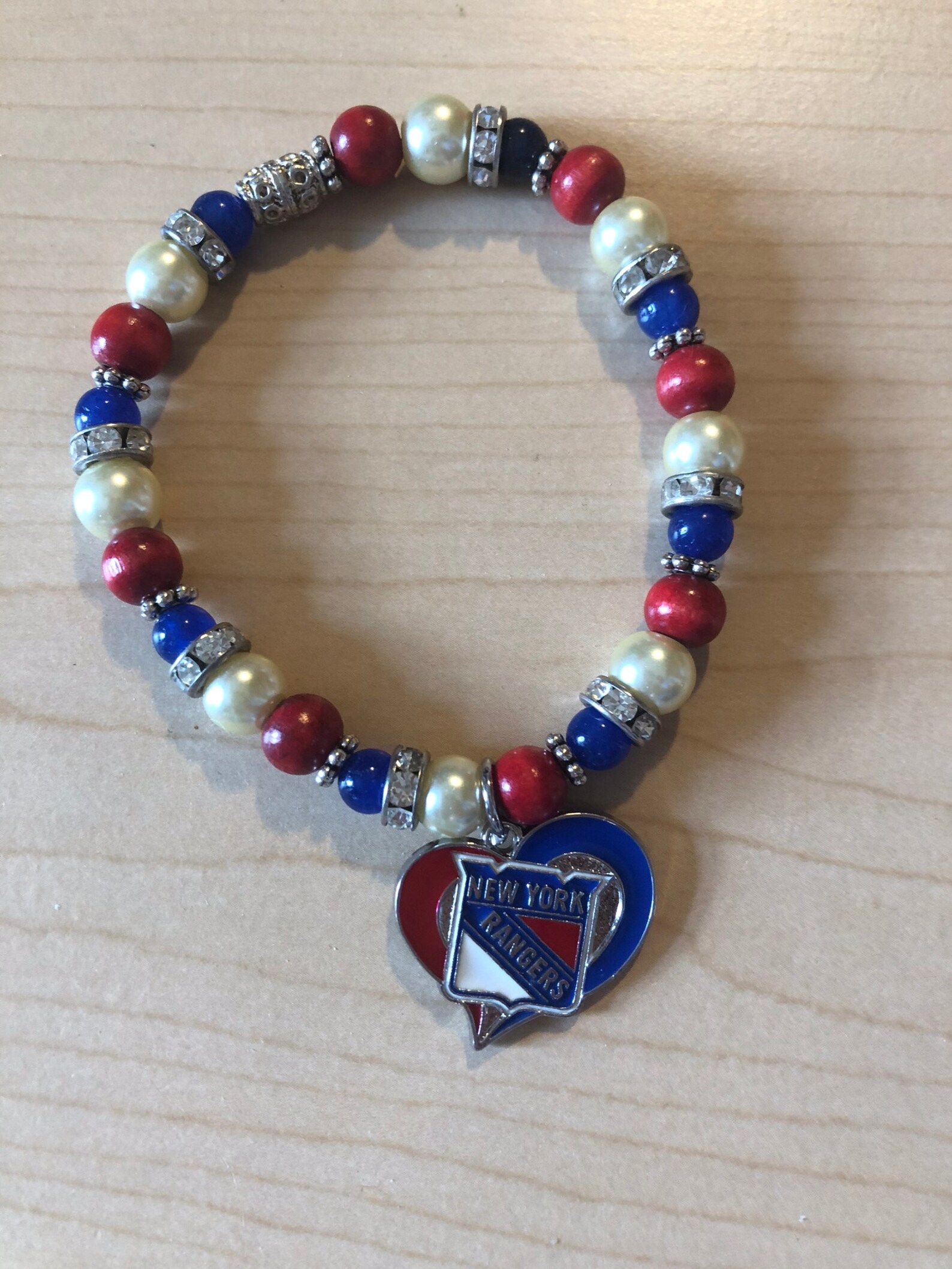 New York Rangers stretch bracelet measures 7 inches with NY Etsy