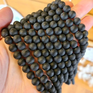 Frosted Black Agate 8mm Beads, One Strand, Gemstone Beads