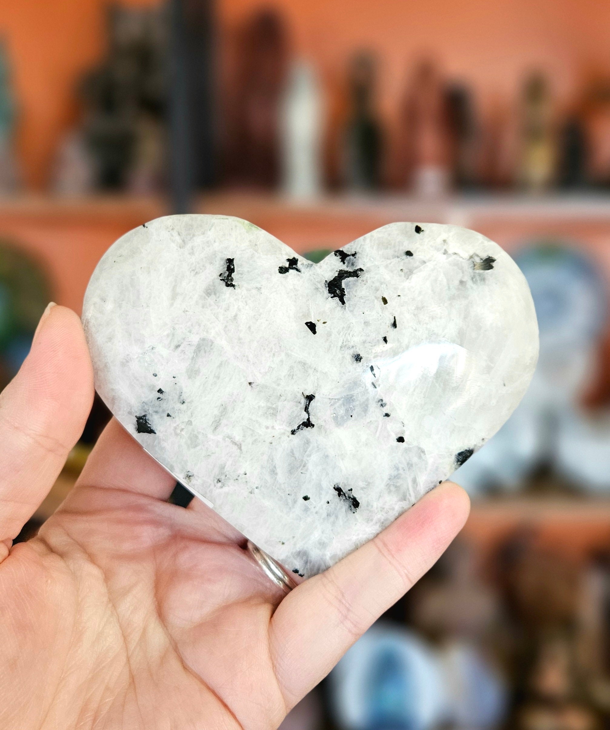 Rainbow Moonstone XXL Heart, Carving, Grade A #RMH5