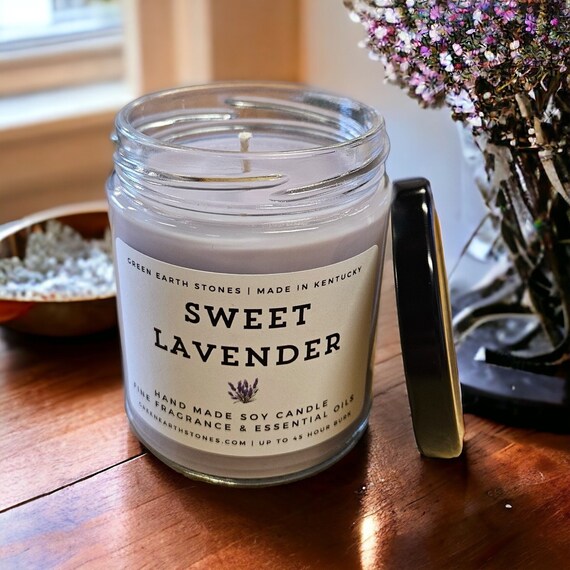Sweet Lavender Soy Candle, 8 ounce, Handmade, Aromatherapy, Soy Candle, Relaxation, Stress Relief, Scented Candle