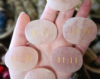 11:11 Rose Quartz, Clear Quartz or Amethyst Pocket Stone, Worry Stone, Spirit Guides, Numerology, Angel Numbers, Heart Chakra