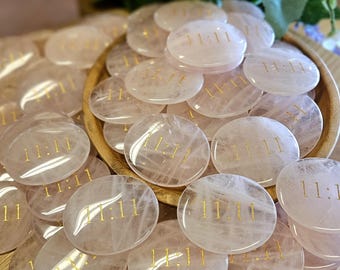 11:11 Rose Quartz, Clear Quartz or Amethyst Pocket Stone, Worry Stone, Spirit Guides, Numerology, Angel Numbers, Heart Chakra