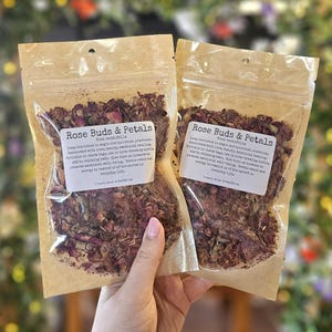 Red Rose Buds & Petals Dried, Herbs, One Ounce, Love Spells, Rose Oil, Kitchen, Herbal, (Rosa centifolia)