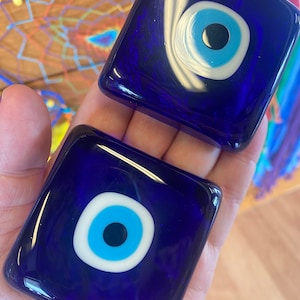 Glass Evil Eye Paperweight,  Blue Evil Eye, Home Decor, Protection,