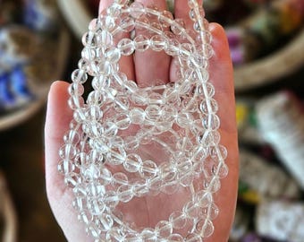 Clear Quartz Bracelet • 8mm Natural Gemstone Beads • Stretch Crystal Bracelet