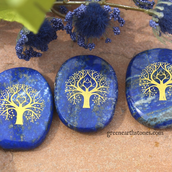 Lapis Lazuli Palm Stone, Tree of Life, Goddess, Worry Stone, Lapis Lazuli Crystal