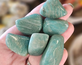 Amazonite Tumbled Stone, One, Large, Good Luck, Rock Hound, Crystal Healing, Feng Shui, Green Amazonite, Polished Stones, Minerals