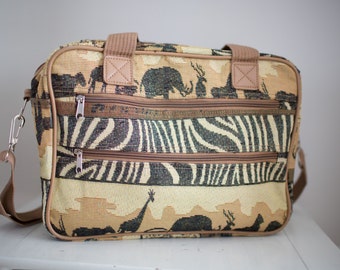 Vintage Safari African Travel Luggage Carry-On Weekender Bag